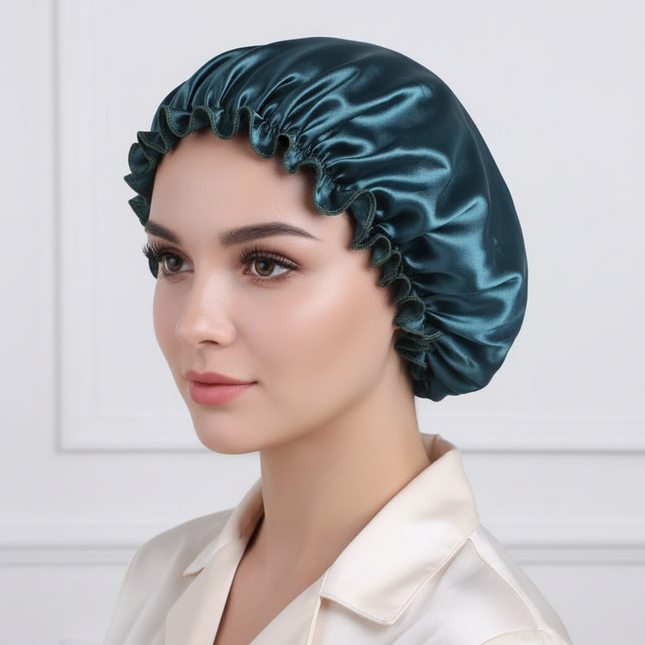 Women Shower Caps Adjusting Button Night Hat New Satin Hair Cap for Sleeping Invisible Flat Imitation Silk Round Haircare