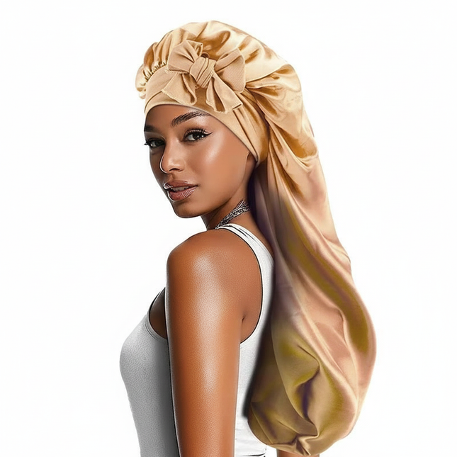 Sleeping Cap with Ribbon for Women, Elastic Satin Bonnet, Sleeping Cap, Breathable Turban, Sleep Headwear, Oversized Bandanas