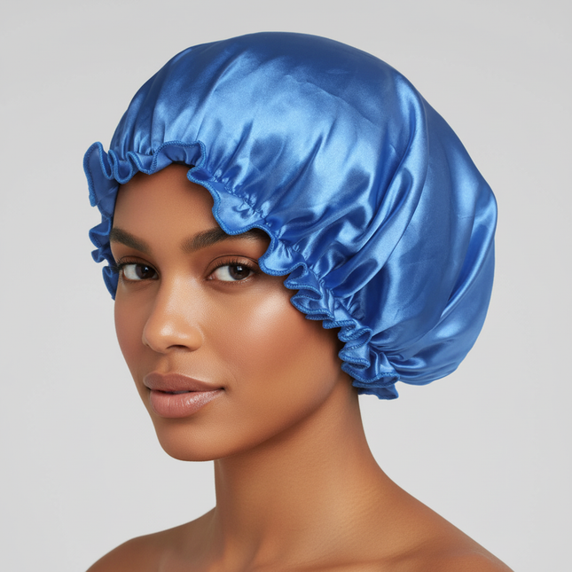 Adults Satin Nightcap Wide-brimmed Hair Loss Cap Solid Color Men Women Sleeping Cap