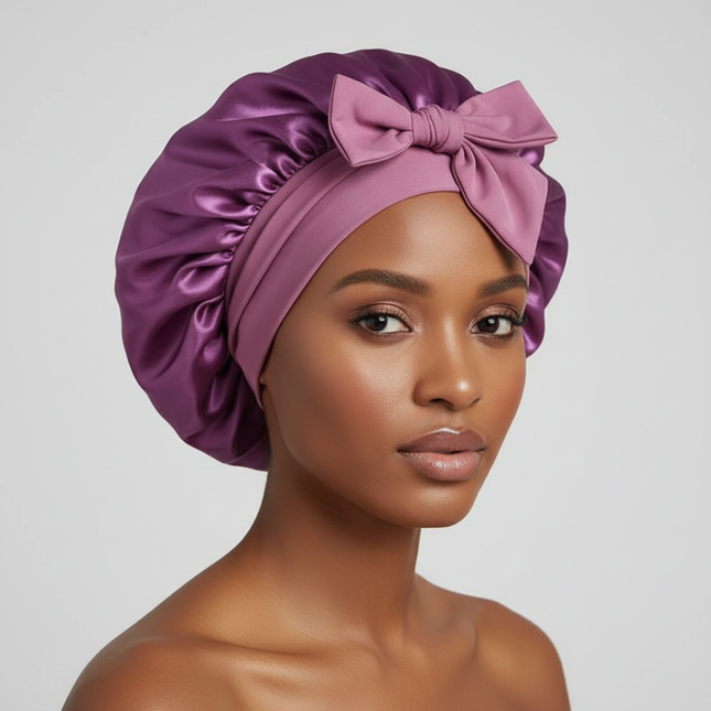 Women Satin Bonnet Solid Sleeping Hat Stretchy Tie Band Elastic Night Shower Cap Adjustable Hair Head Cover Bonnet for Women