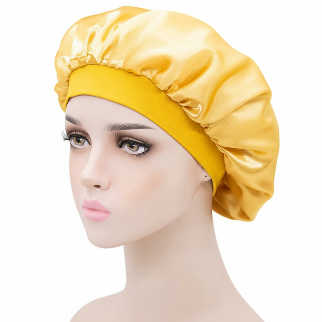 Unisex Imitation Silk Sleeping Hat Black Wine Navy Elastic Narrow Head Satin Bonnet Night Sleeping Shower Cap Hair Styling Tool