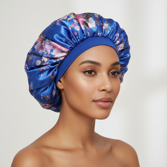 New Women's Extra Large Hair Cap For Sleeping African Printed Satin Cap Elastic Night Turban Artificial Silk Chemo Bonnet