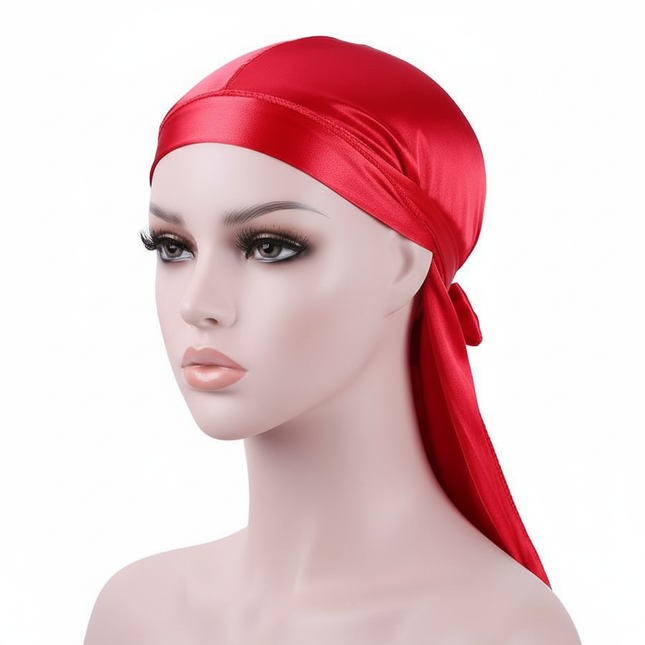 Unisex Silky Durags Bandanas Turban Hat Wigs Doo Men Satin Durag Biker Headwear Headband Hair Accessories Extra Long Tail Du-Rag