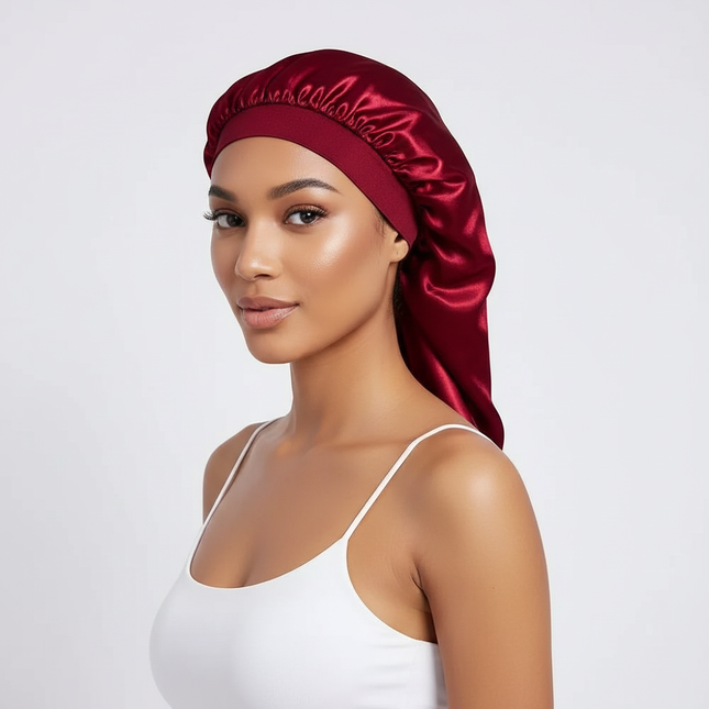 Silky Long Bonnet For Sleeping Solid Color Night Cap For Women Hair Care Tools For Sleeping In Overnight