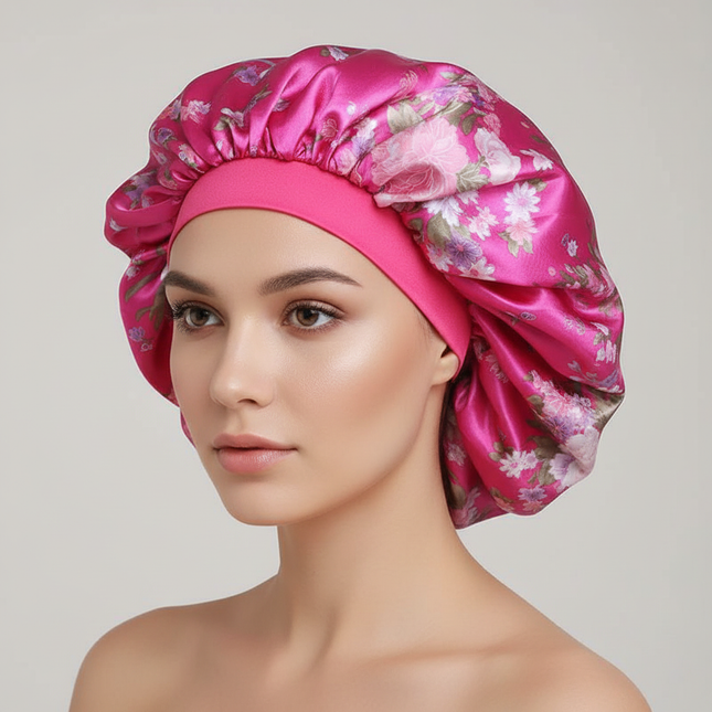 New Women's Extra Large Hair Cap For Sleeping African Printed Satin Cap Elastic Night Turban Artificial Silk Chemo Bonnet
