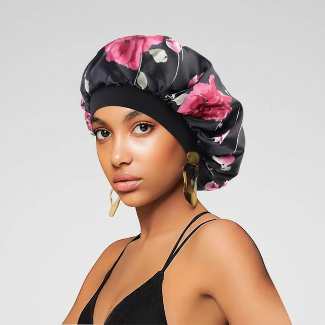 New Satin Hair Caps for Sleeping Women Bath Wide-brimmed Headwear Cover Hat Curly Hair Styling Accessories Hair Cap for Sleeping
