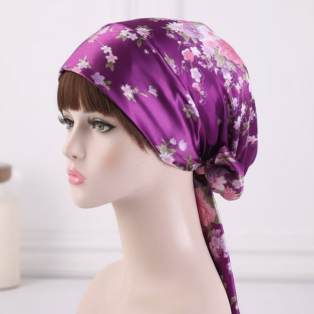 Women Silk Satin Cap Night Sleep Cap Hair Bonnet Hat Head Cover Satin Turban Headscarf Adjustable Ladies Long Hair Care Bonnet