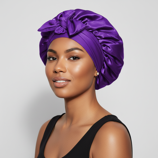 Double Layer Satin Hair Cap for Sleeping Bonnets for Women Round Haircare Women Headwear Night Hat Reversible Head Cover