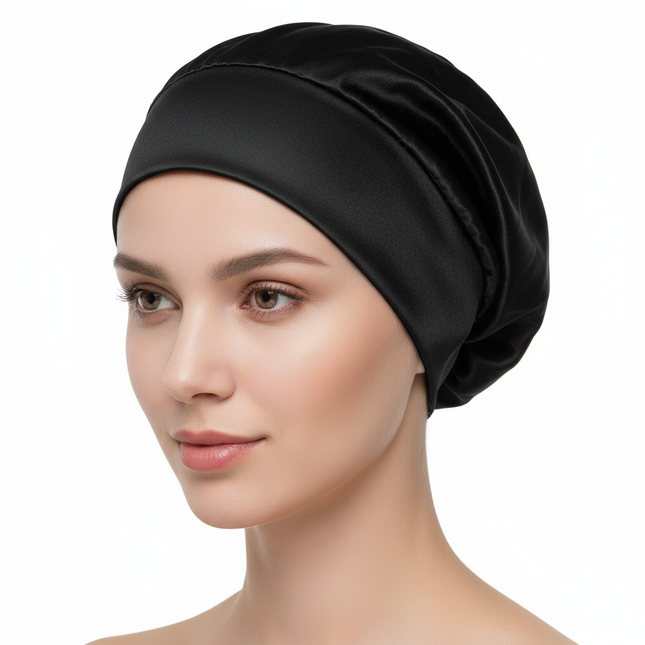 Silky Satin Lined Bonnet Sleep Cap Adjustable Stay On All Night Hair Wrap Cover Slouchy Beanie Curly Protection Silk Hair Bonnet