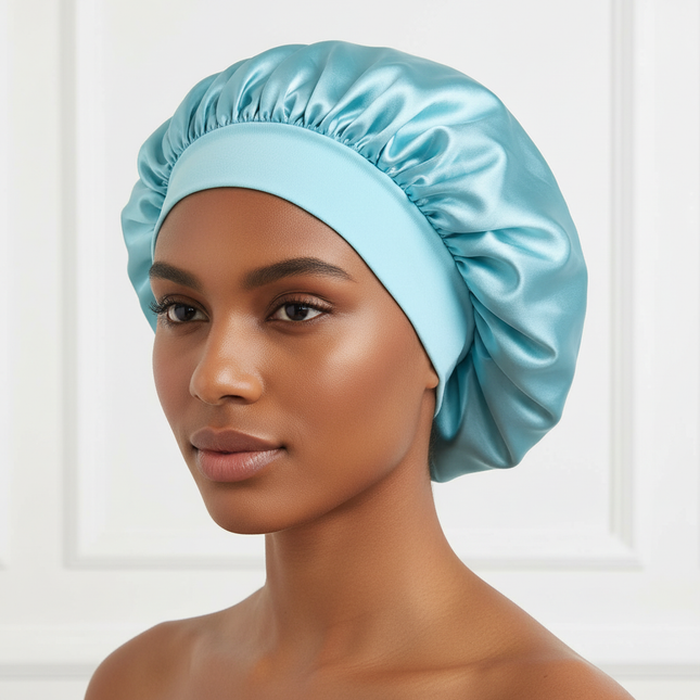 New Satin Wide Brim Nightcap Silky Bonnet Hair Wrap for Sleeping Sleep Cap With Elastic Soft Band Styling Cap Hair Wrapping Tool