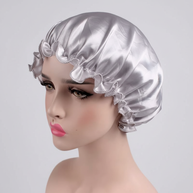 1X Hair Satin Bonnet For Sleeping Shower Cap Silk Bonnet Bonnet Femme Head Cover Flower Elastic Band Women Night Sleep Cap