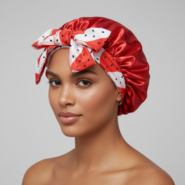 Baby Sleep Cap with Band Bow Tie Silk Kids Shower Night Sleep Hat Beanies Satin Bonnet Nightcap for Child Boy Girls