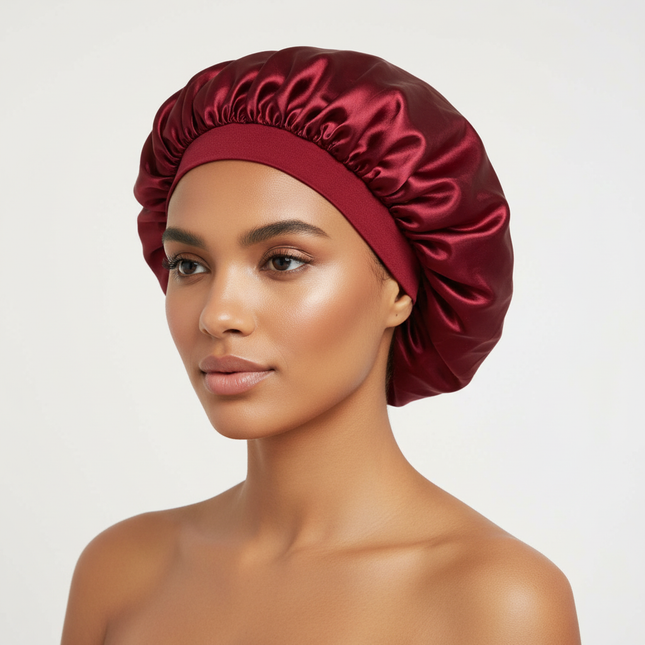 New Women Oversized Silky Hair Soft Elegant Bonnet Solid Color Satin Bonnet Sleeping Night Cap Elastic Shower Bath Hats