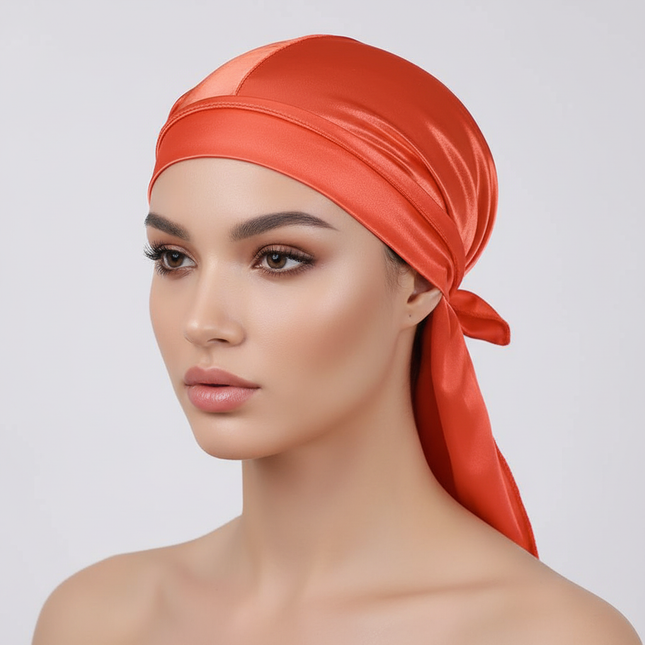 Unisex Silky Durags Bandanas Turban Hat Wigs Doo Men Satin Durag Biker Headwear Headband Hair Accessories Extra Long Tail Du-Rag