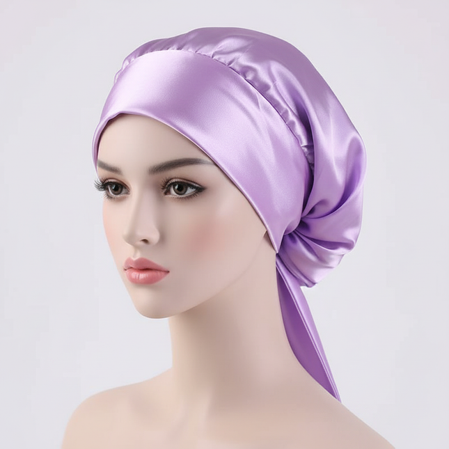 Women Silk Satin Cap Night Sleep Cap Hair Bonnet Hat Head Cover Satin Turban Headscarf Adjustable Ladies Long Hair Care Bonnet