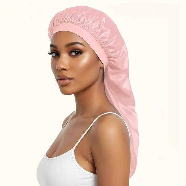 Silky Long Bonnet For Sleeping Solid Color Night Cap For Women Hair Care Tools For Sleeping In Overnight