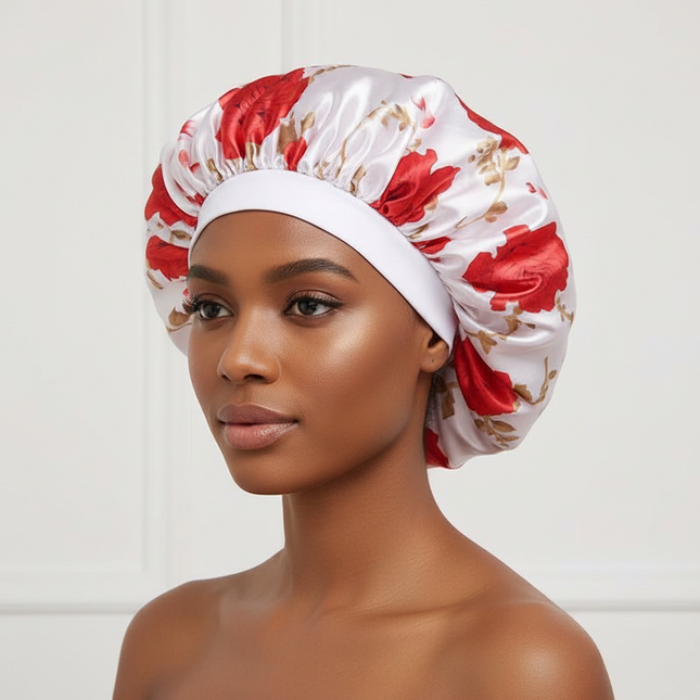 New Women's Extra Large Hair Cap For Sleeping African Printed Satin Cap Elastic Night Turban Artificial Silk Chemo Bonnet
