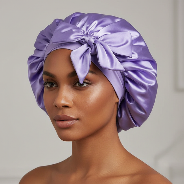 Women Satin Bonnet Solid Sleeping Hat Stretchy Tie Band Elastic Night Shower Cap Adjustable Hair Head Cover Bonnet for Women