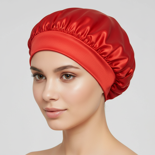 Silky Satin Lined Bonnet Sleep Cap Adjustable Stay On All Night Hair Wrap Cover Slouchy Beanie Curly Protection Silk Hair Bonnet