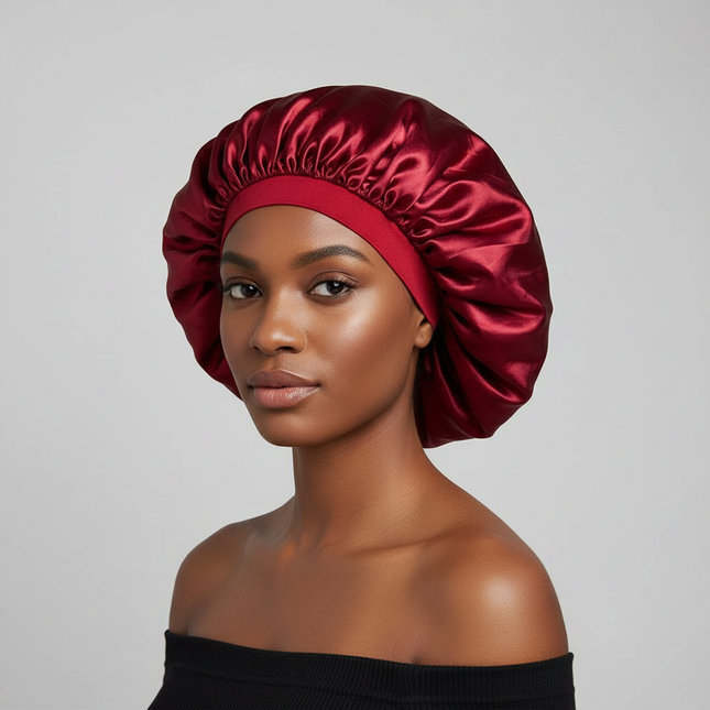 New Women Oversized Silky Hair Soft Elegant Bonnet Solid Color Satin Bonnet Sleeping Night Cap Elastic Shower Bath Hats