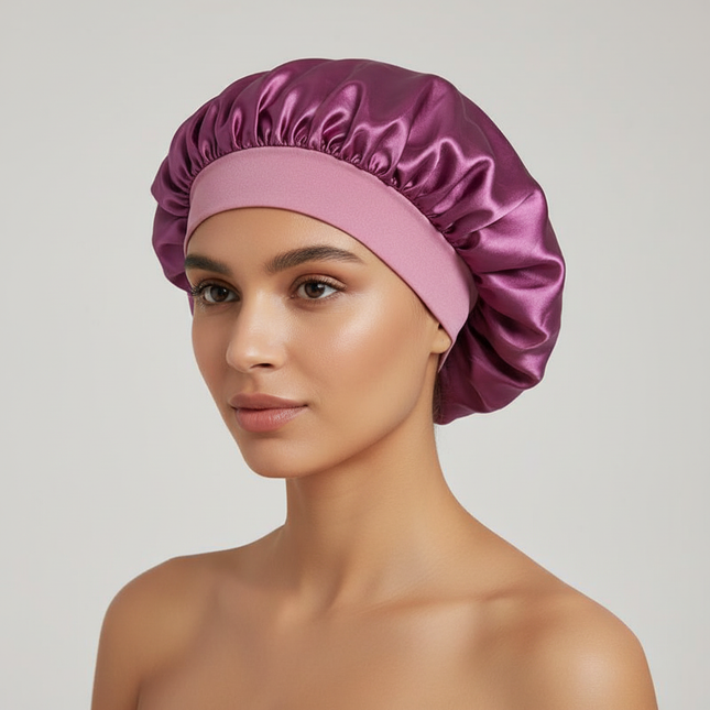 New Satin Wide Brim Nightcap Silky Bonnet Hair Wrap for Sleeping Sleep Cap With Elastic Soft Band Styling Cap Hair Wrapping Tool