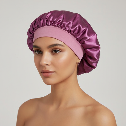 New Satin Wide Brim Nightcap Silky Bonnet Hair Wrap for Sleeping Sleep Cap With Elastic Soft Band Styling Cap Hair Wrapping Tool