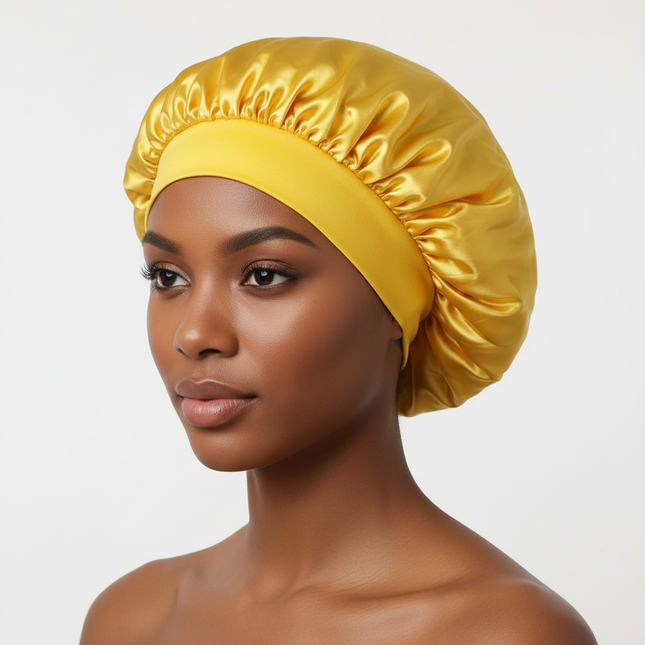 New Satin Wide Brim Nightcap Silky Bonnet Hair Wrap for Sleeping Sleep Cap With Elastic Soft Band Styling Cap Hair Wrapping Tool