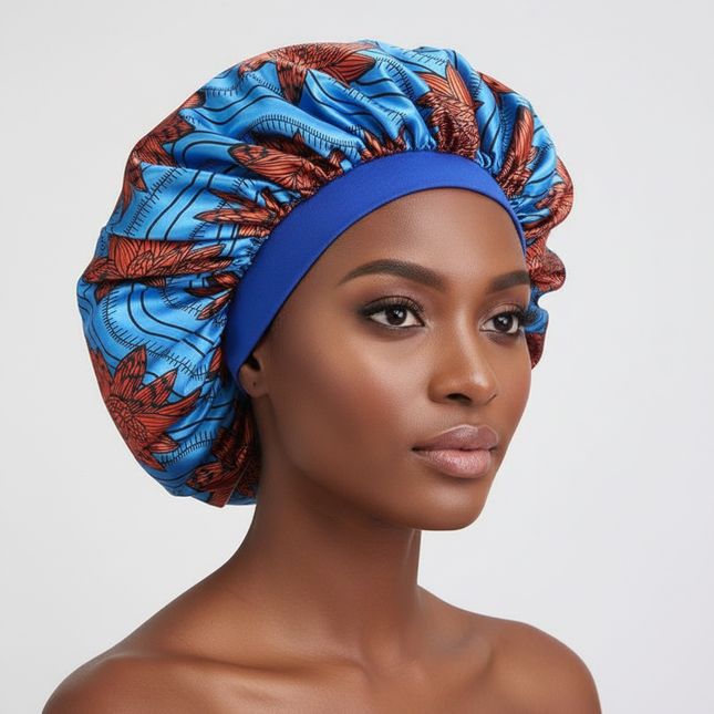 New Women's Extra Large Hair Cap For Sleeping African Printed Satin Cap Elastic Night Turban Artificial Silk Chemo Bonnet