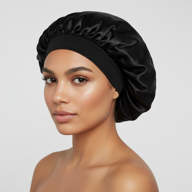 New Women Extra Large Satin Sleep Cap Solid Satin Bonnet Hair Styling Sleep Hat Wrap Shower Cap Beauty Hair Styling Tools
