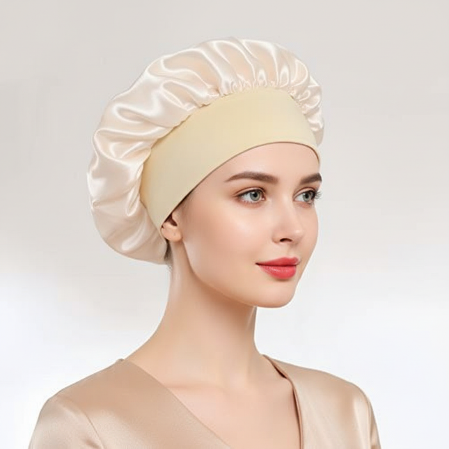 Newly Satin Night Hair Cap Women's Solid Sleeping Hat Sleep Care Bonnet Nightcap For Women Unisex Cap