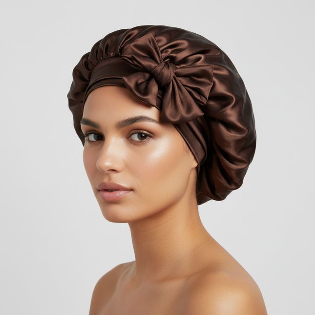 Women Satin Bonnet Solid Sleeping Hat Stretchy Tie Band Elastic Night Shower Cap Adjustable Hair Head Cover Bonnet for Women