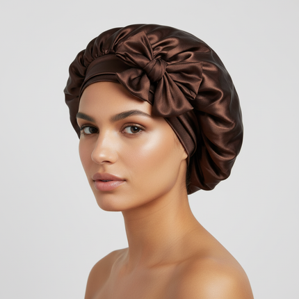 Women Satin Bonnet Solid Sleeping Hat Stretchy Tie Band Elastic Night Shower Cap Adjustable Hair Head Cover Bonnet for Women
