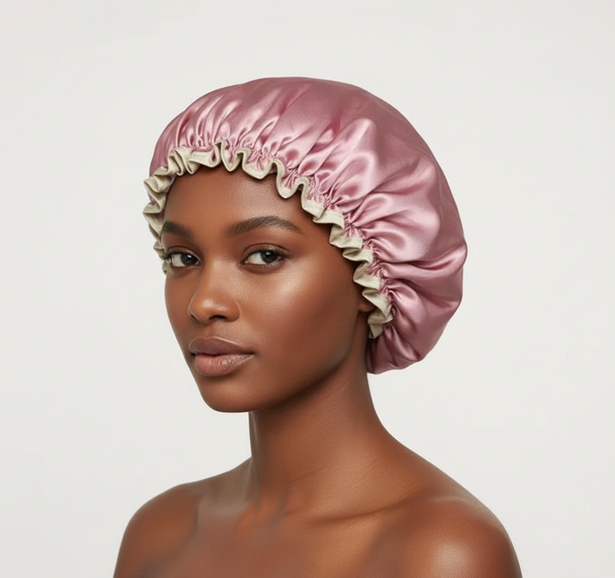 25cm Double Layer Waterproof Bath Hat Satin Cloth Shower Cap Round Dot Shower Hair Cover Women Supplies Hair Salon Bathing Caps