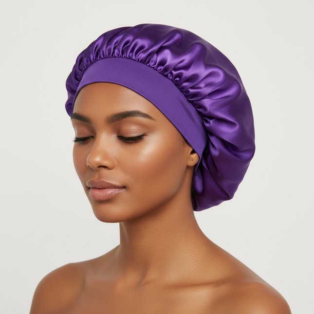 New Women Extra Large Satin Sleep Cap Solid Satin Bonnet Hair Styling Sleep Hat Wrap Shower Cap Beauty Hair Styling Tools