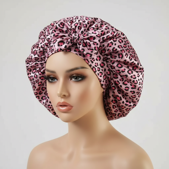 New Large Satin Bonnet Silk Night Sleeping Cap with Head Tie Band Bonnet Edge Wrap for Women Curly Braid Hair