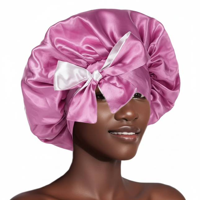 Double Layer Satin BonnetLarge Satin Bonnet Bonnet Hair Bonnet for Sleeping, Reusable Adjusting Hair Care Wrap Cap Sleep Caps Fo