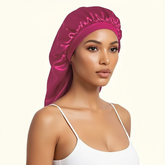 Silky Long Bonnet For Sleeping Solid Color Night Cap For Women Hair Care Tools For Sleeping In Overnight