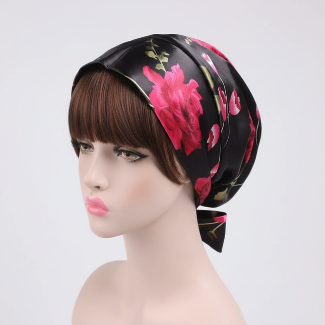 Women Silk Satin Cap Night Sleep Cap Hair Bonnet Hat Head Cover Satin Turban Headscarf Adjustable Ladies Long Hair Care Bonnet