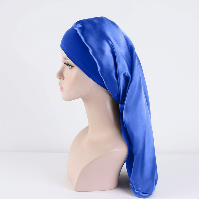 Long Satin Bonnet Sleep Cap Silk Sleeping Cap With Wide Elastic Band Loose Night Hat For Women Braids Curly Hair Natural Hair