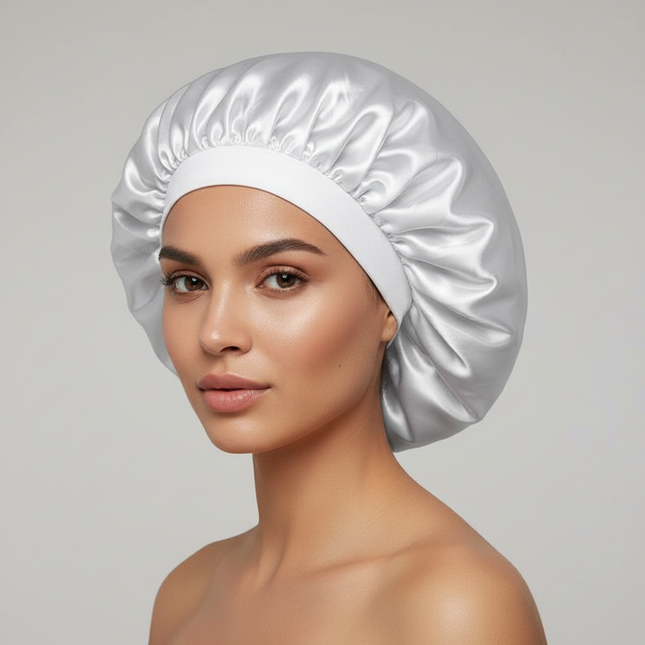 New Women Oversized Silky Hair Soft Elegant Bonnet Solid Color Satin Bonnet Sleeping Night Cap Elastic Shower Bath Hats