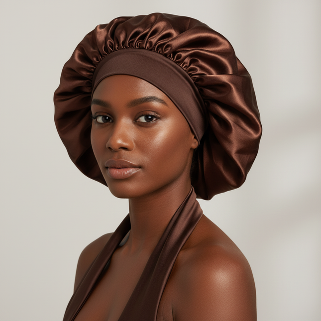 Satin Silk Sleep Cap Bonnet for Women Long Curly Hair Adjustable Tie Night Cap Maternity Hair Care Anti-Frizz Home Wrap