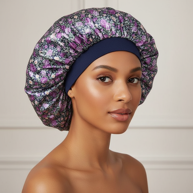New Women's Extra Large Hair Cap For Sleeping African Printed Satin Cap Elastic Night Turban Artificial Silk Chemo Bonnet