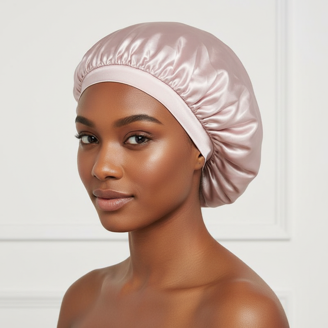 Black Simulated Silk Dry Hair Cap for Women with Long Hair, Absorbent Polyester Fiber Dry Hair Elastic Satin Hair Cap Shower Cap