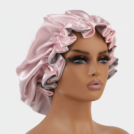 Double satin nightcap flanging wooden ear shower cap lace home hat Queen Lady Princess Hat