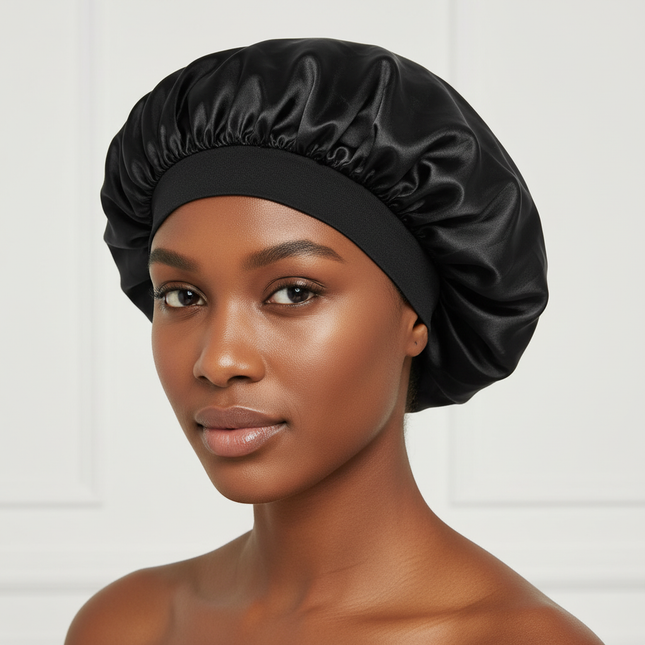 1pc Satin Stretchable Sleep Cap Hair Protection Night Hat For Girls Headband Bonnet Elastic Comfortable Household Headwear
