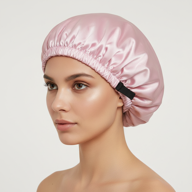 Satin Hair Cap Sleeping Shower Cap Invisible Flat Imitation Silk Round Haircare Headwear Ceremony Adjusting Button Night Hat