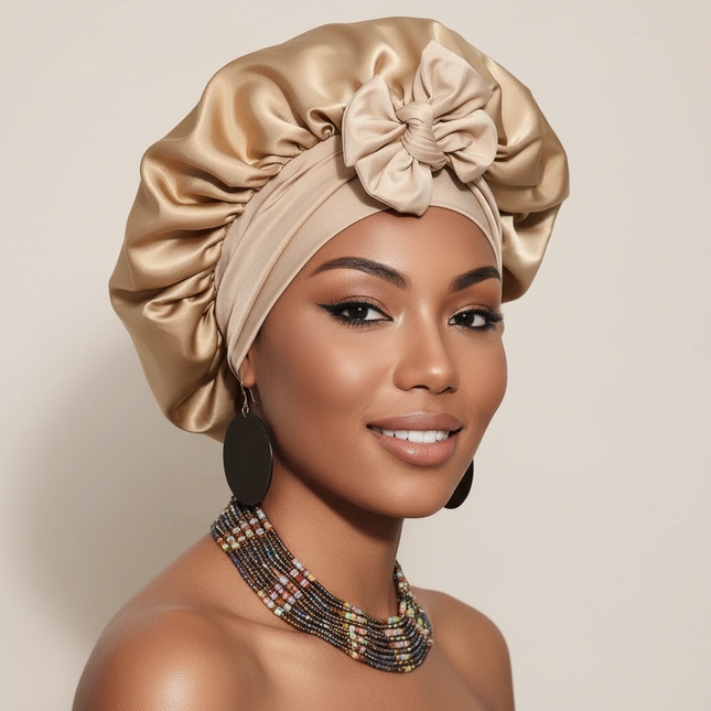 Double Layer Satin Hair Cap for Sleeping Bonnets for Women Round Haircare Women Headwear Night Hat Reversible Head Cover