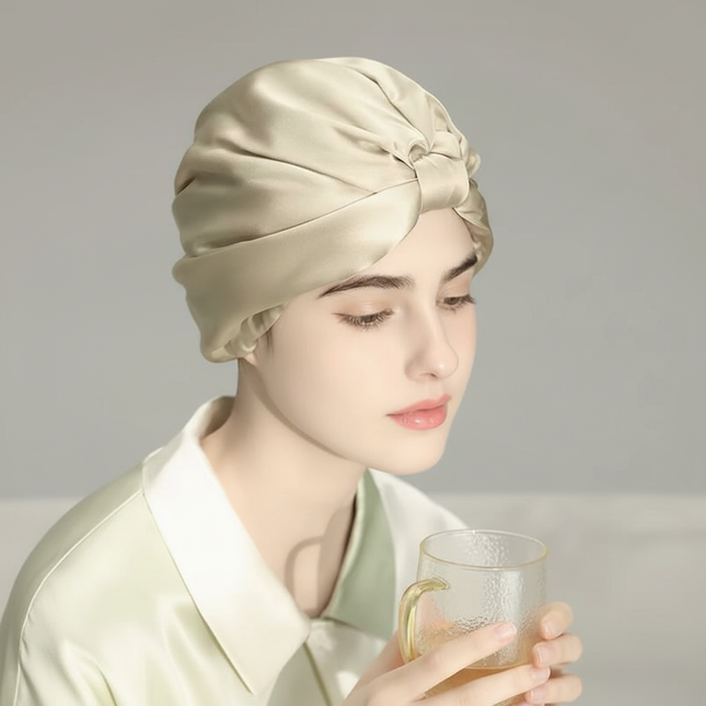 Pure Silk Night Caps Mulberry Silk Sleeping Bonnet Hair Loss Hat Natural Silk Turban For Hair Sleeping Silk Headwrap For Women
