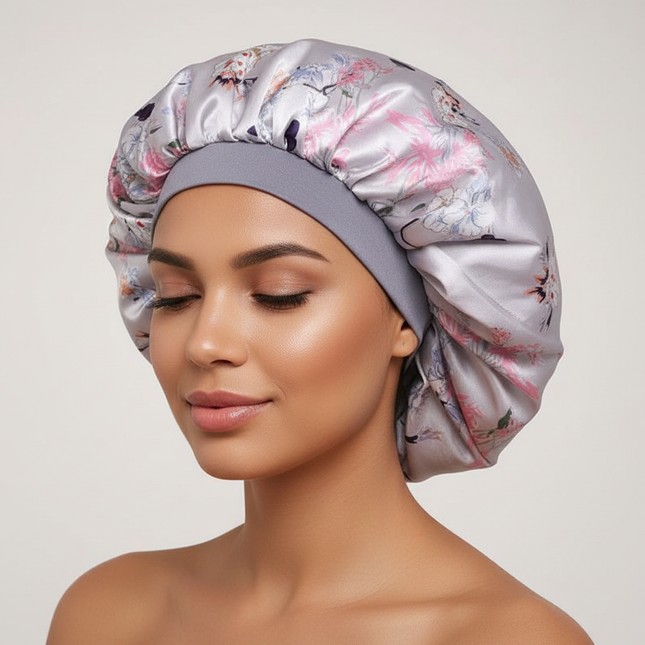 New Women's Extra Large Hair Cap For Sleeping African Printed Satin Cap Elastic Night Turban Artificial Silk Chemo Bonnet