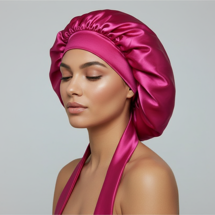 Satin Silk Sleep Cap Bonnet for Women Long Curly Hair Adjustable Tie Night Cap Maternity Hair Care Anti-Frizz Home Wrap